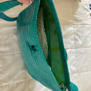 Longchamp Turquoise Croc-Embossed Crossbody Bag